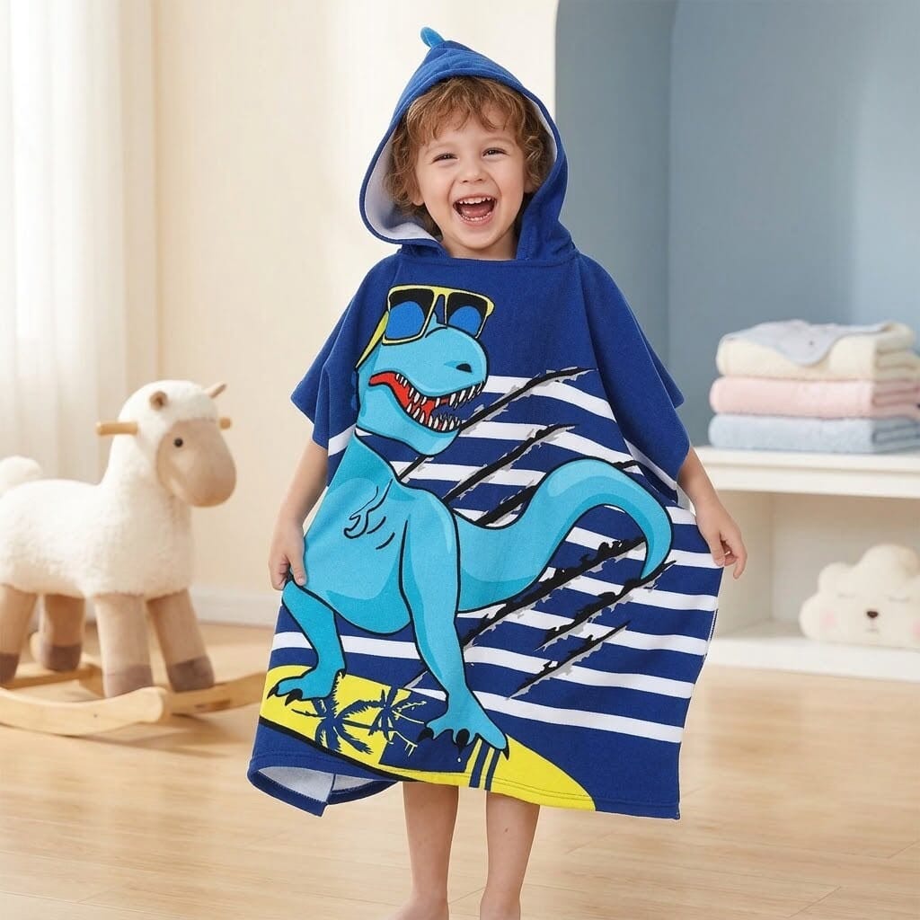 Children’s bath towel with cartoon print, soft, breathable and quick-drying - SnuggZory Children’s bath towel with cartoon print, soft, breathable and quick-drying - SnuggZory Blue Wolf Store 