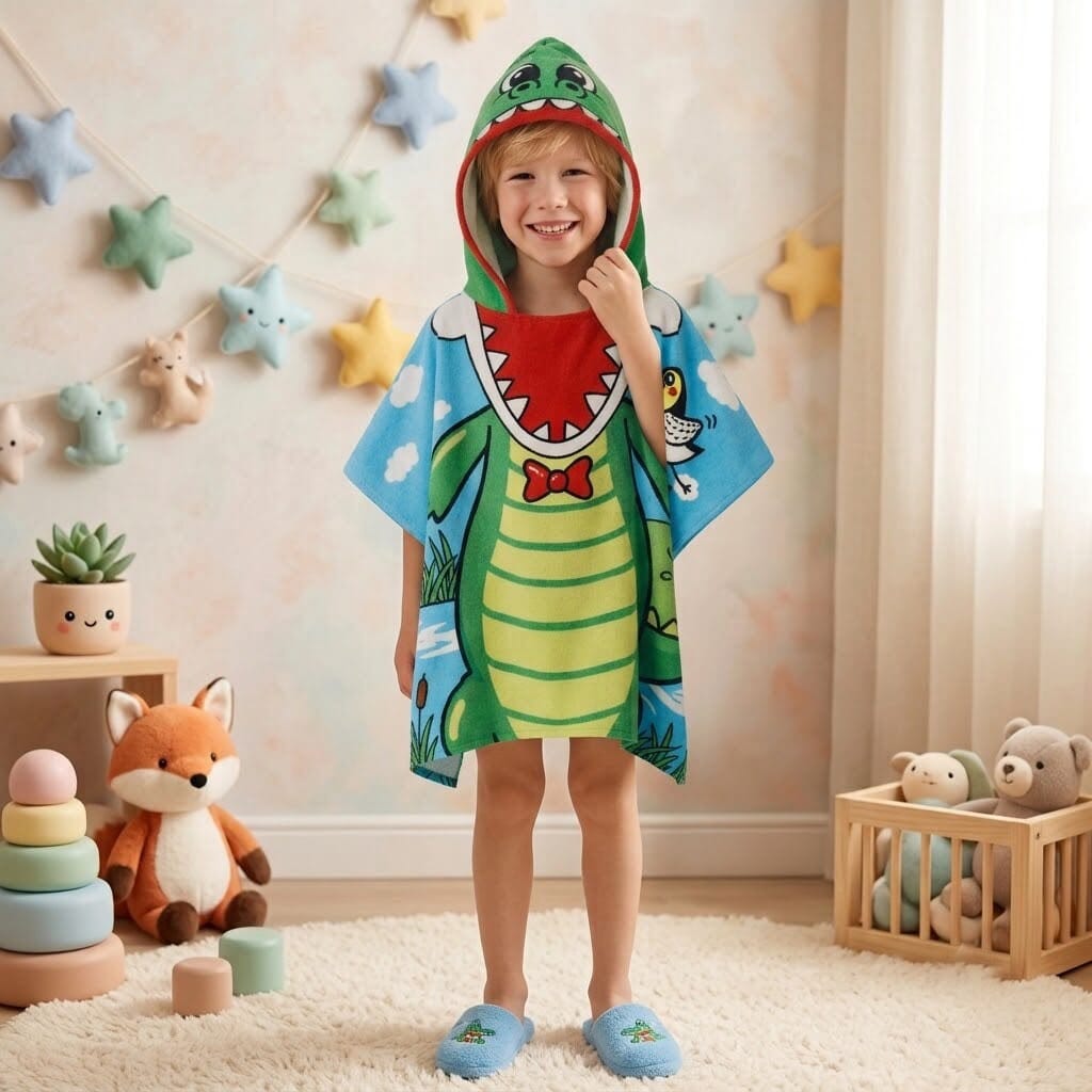Children’s bath towel with cartoon print, soft, breathable and quick-drying - SnuggZory Children’s bath towel with cartoon print, soft, breathable and quick-drying - SnuggZory Blue Wolf Store 