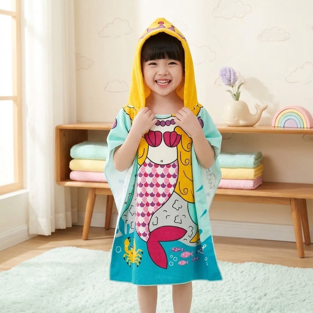 Children’s bath towel with cartoon print, soft, breathable and quick-drying - SnuggZory Children’s bath towel with cartoon print, soft, breathable and quick-drying - SnuggZory Blue Wolf Store 