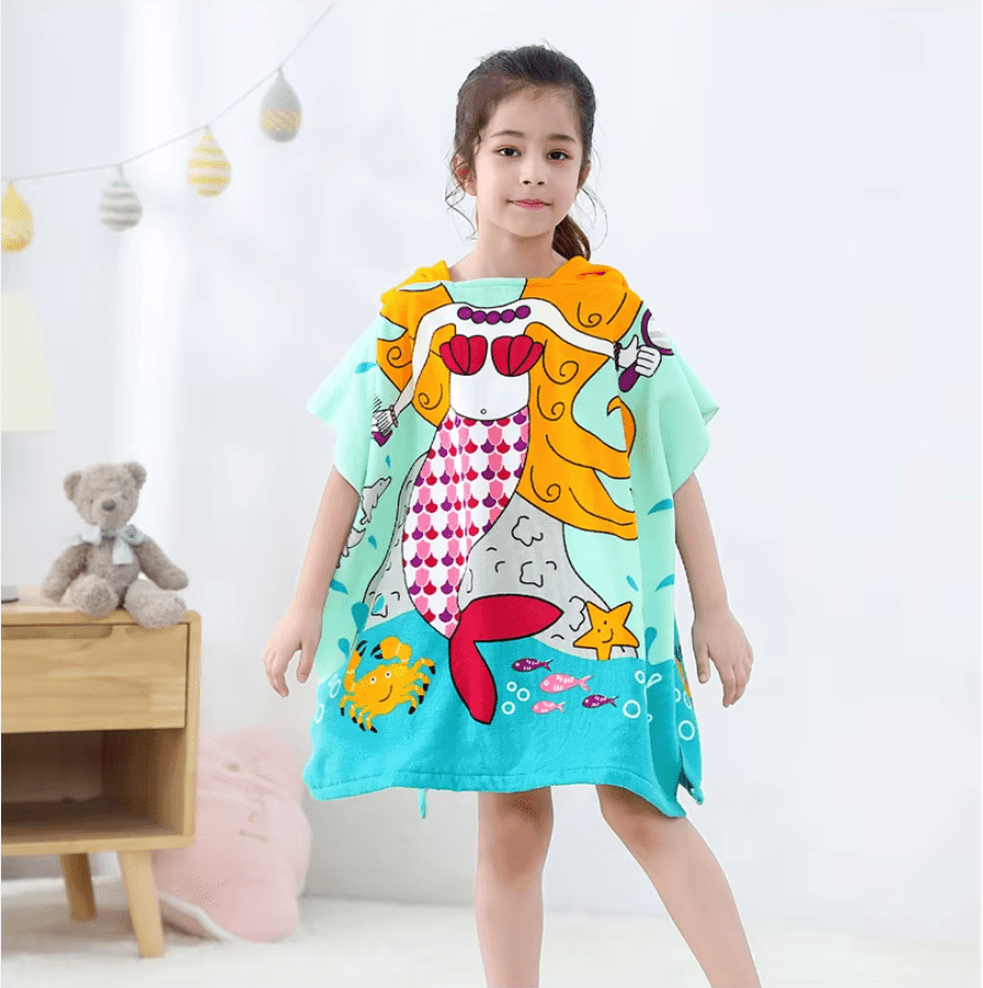 Children’s bath towel with cartoon print, soft, breathable and quick-drying - SnuggZory Children’s bath towel with cartoon print, soft, breathable and quick-drying - SnuggZory Blue Wolf Store 