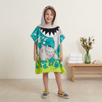 Children’s bath towel with cartoon print, soft, breathable and quick-drying - SnuggZory Children’s bath towel with cartoon print, soft, breathable and quick-drying - SnuggZory Blue Wolf Store 