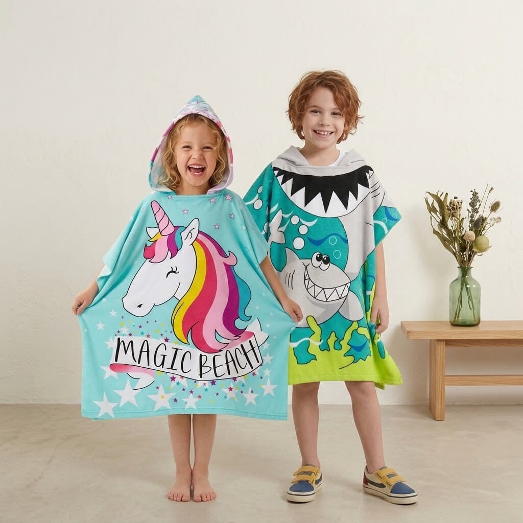 Children’s bath towel with cartoon print, soft, breathable and quick-drying - SnuggZory Children’s bath towel with cartoon print, soft, breathable and quick-drying - SnuggZory Blue Wolf Store 