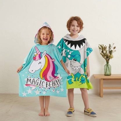 Children’s bath towel with cartoon print, soft, breathable and quick-drying - SnuggZory Children’s bath towel with cartoon print, soft, breathable and quick-drying - SnuggZory Blue Wolf Store 
