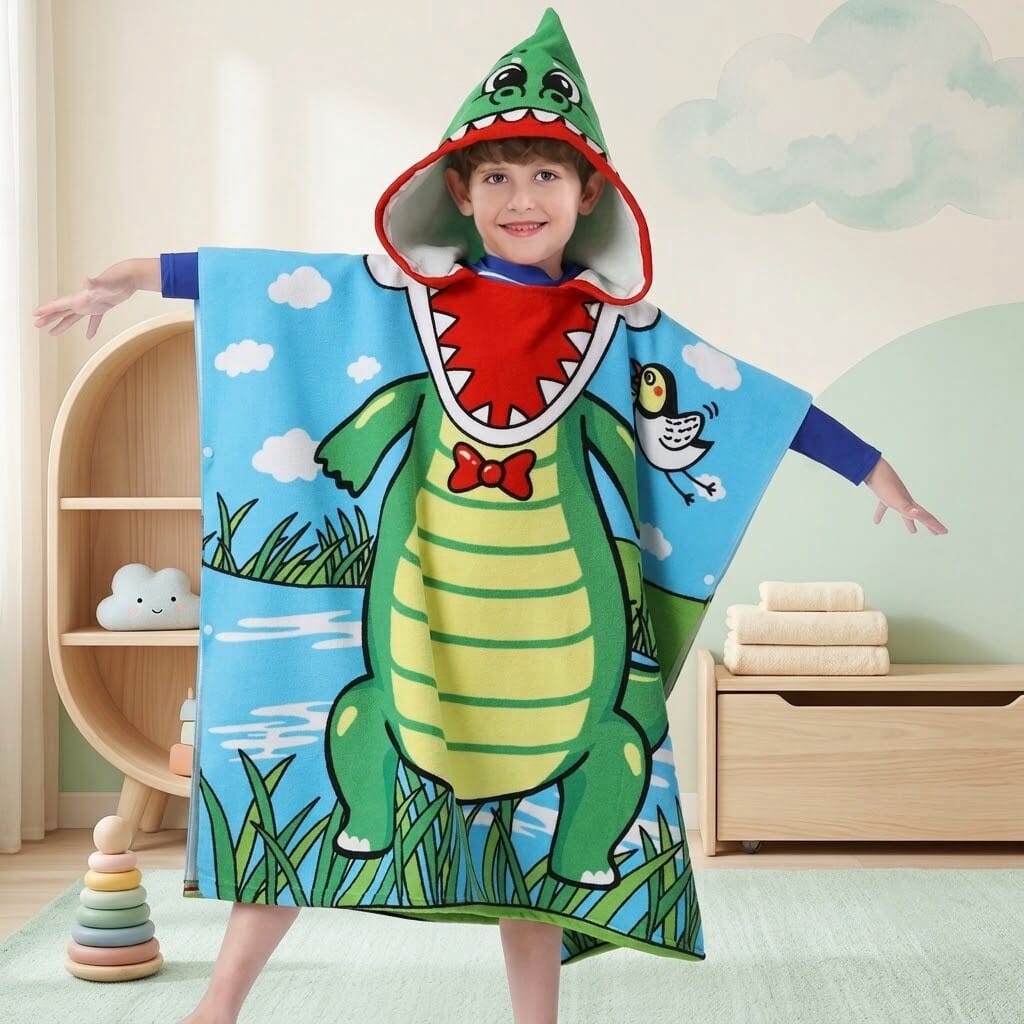 Children’s bath towel with cartoon print, soft, breathable and quick-drying - SnuggZory Children’s bath towel with cartoon print, soft, breathable and quick-drying - SnuggZory Blue Wolf Store 