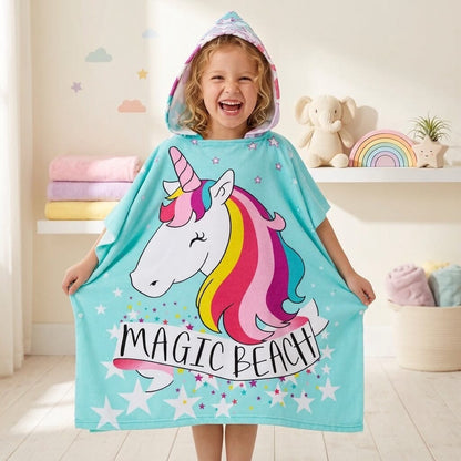 Children’s bath towel with cartoon print, soft, breathable and quick-drying - SnuggZory Children’s bath towel with cartoon print, soft, breathable and quick-drying - SnuggZory Blue Wolf Store 