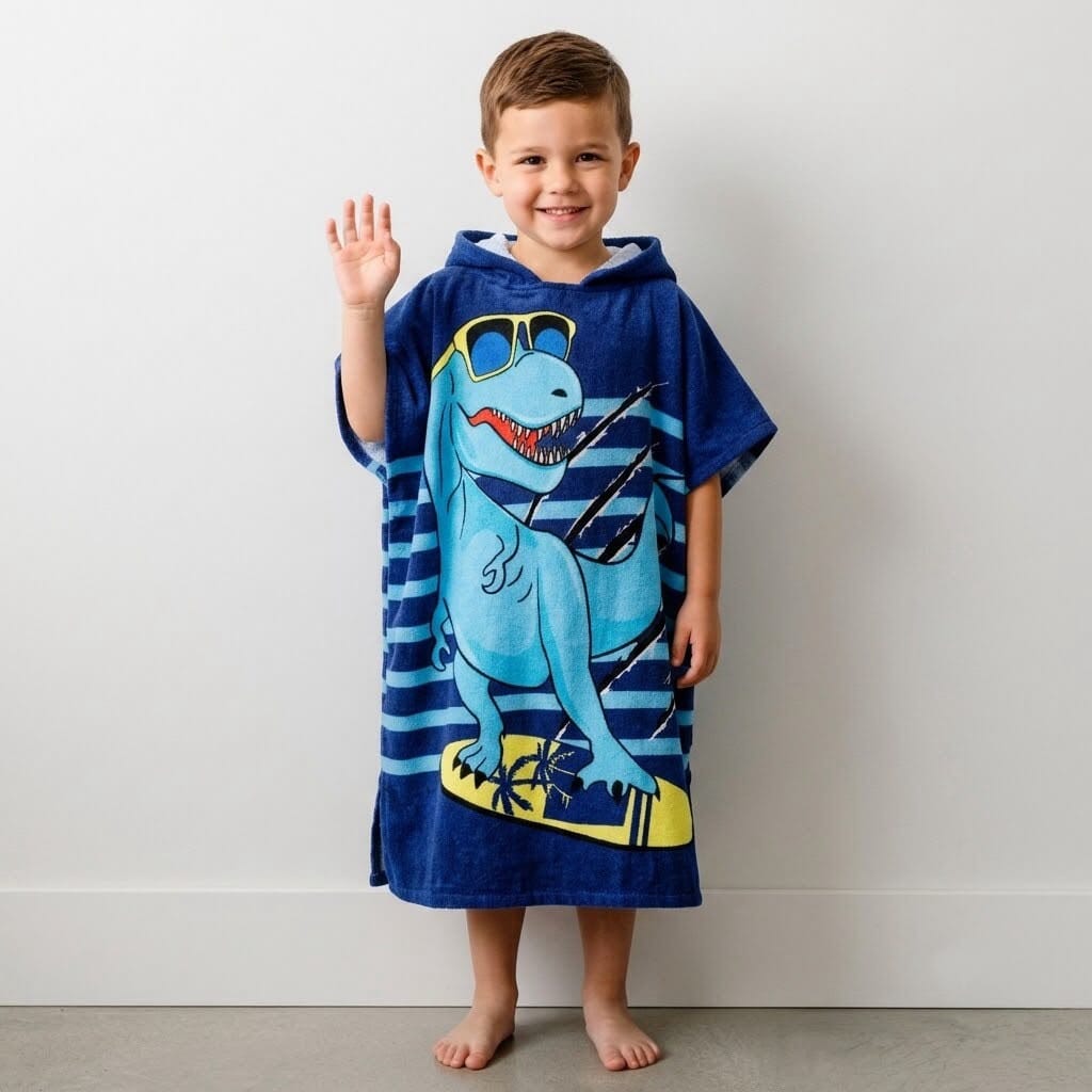 Children’s bath towel with cartoon print, soft, breathable and quick-drying - SnuggZory Children’s bath towel with cartoon print, soft, breathable and quick-drying - SnuggZory Blue Wolf Store 