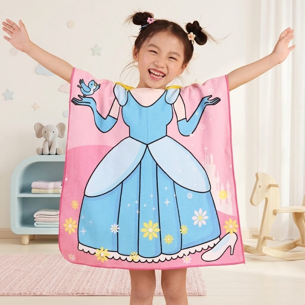 Children’s bath towel with cartoon print, soft, breathable and quick-drying - SnuggZory Children’s bath towel with cartoon print, soft, breathable and quick-drying - SnuggZory Blue Wolf Store 