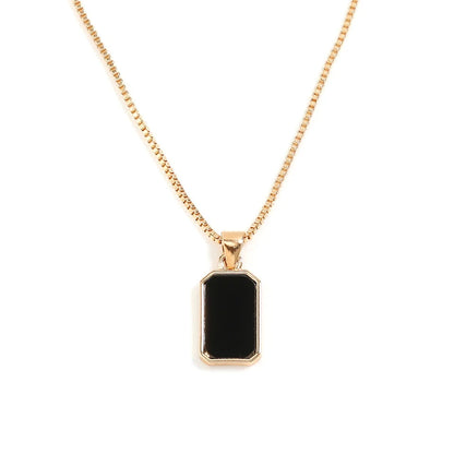Classics Black Square Pendant Necklace For Women Men Personalized Gold Color Metal Party Daily Jewelry Blue Wolf Store 