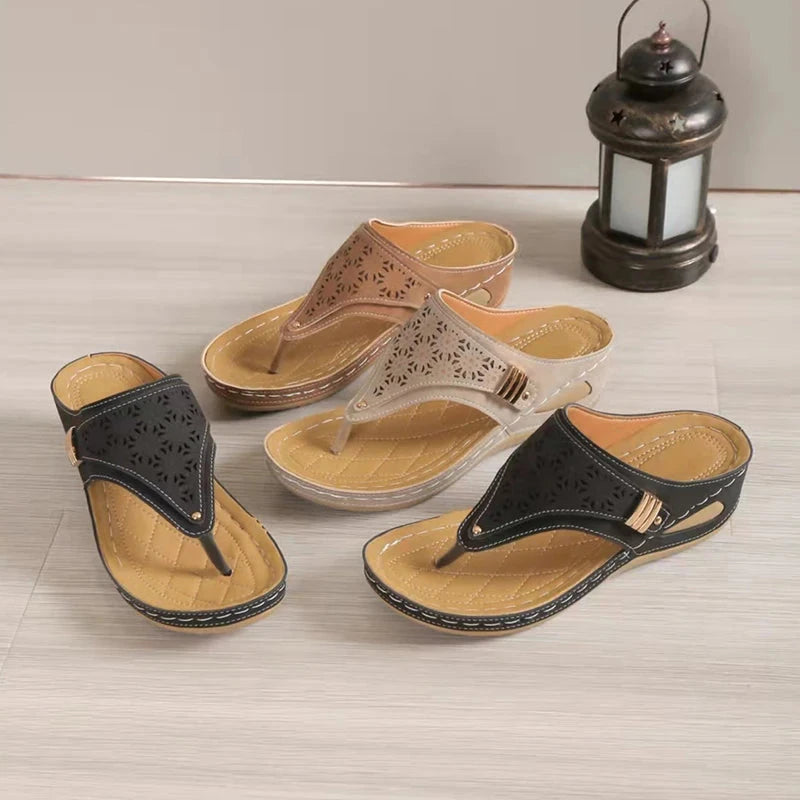 Clip Toe Wedge Heel Sandals for Women Summer Pu Leather Platform Platform Flip Flops Ladies Lightweight Diabetic Walking Sandals Blue Wolf Store 