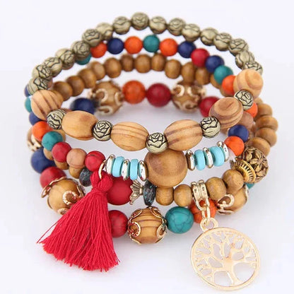 DIEZI Bohemian Multicolor Pink Crystal Beads Bracelets Women Girls Elastic Tassel Wing Letters Rope Bracelet Pulseira Feminina Blue Wolf Store multi 