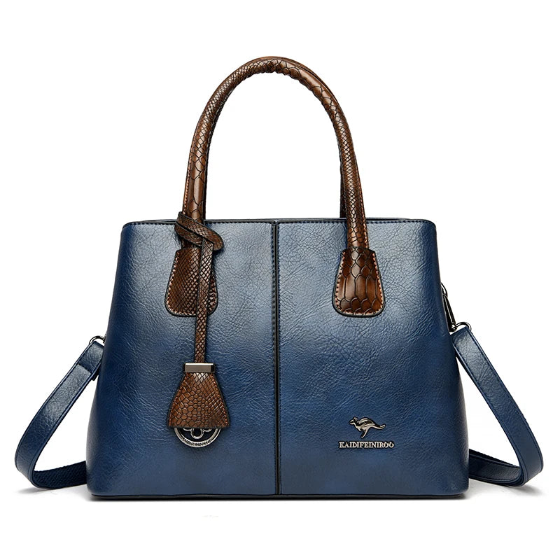 Donnatela Women's Leather Bag Blue Wolf Store Blue 