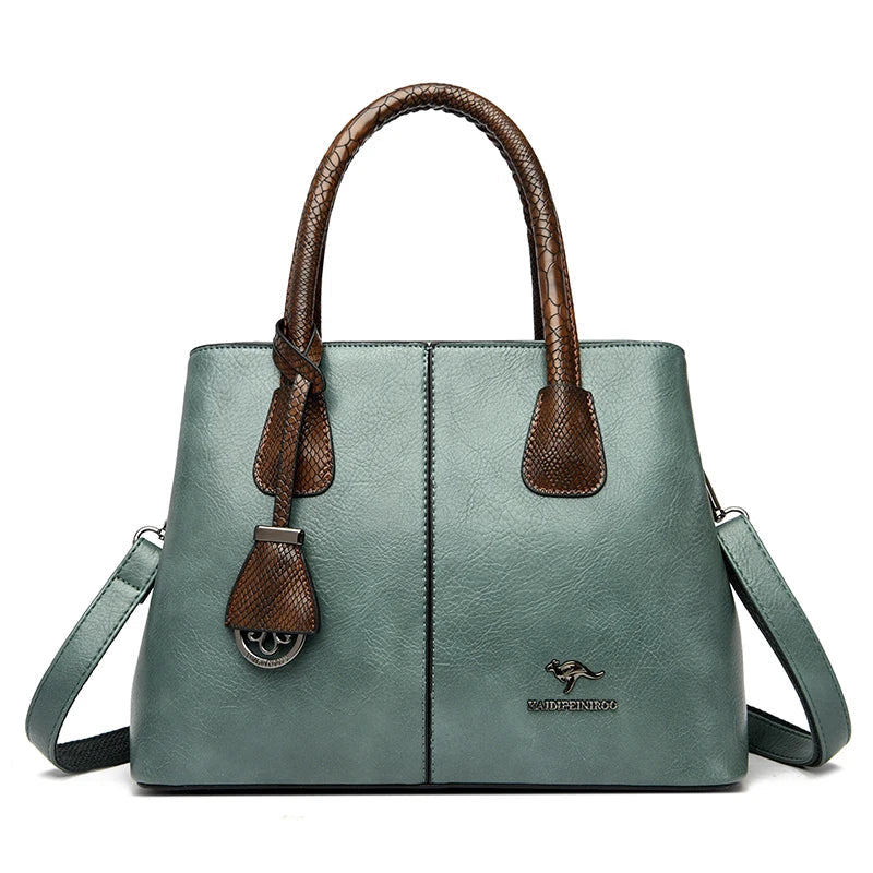 Donnatela Women's Leather Bag Blue Wolf Store Green 