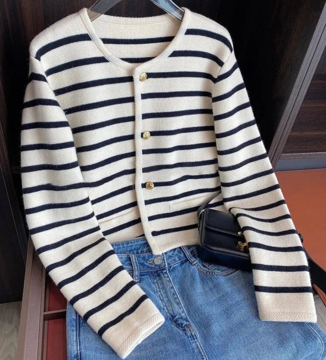 Elegant Ligne Sailor knit cardigan Blue Wolf Store 