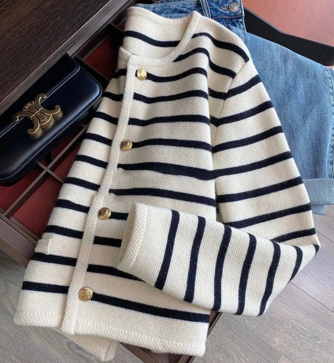 Elegant Ligne Sailor knit cardigan Blue Wolf Store 