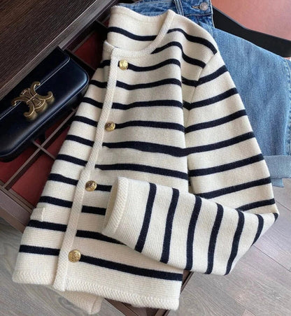 Elegant Ligne Sailor knit cardigan Blue Wolf Store 