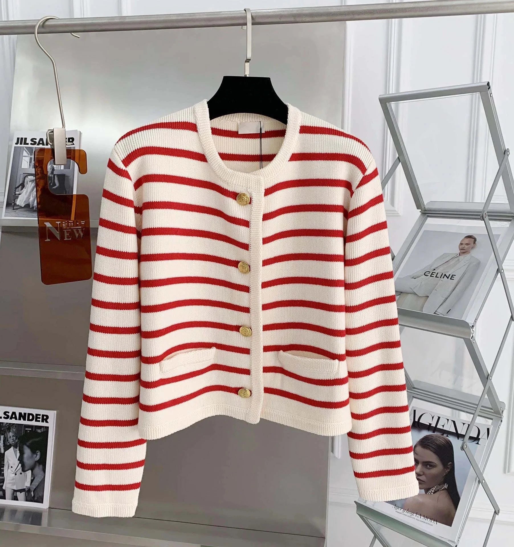 Elegant Ligne Sailor knit cardigan Blue Wolf Store 