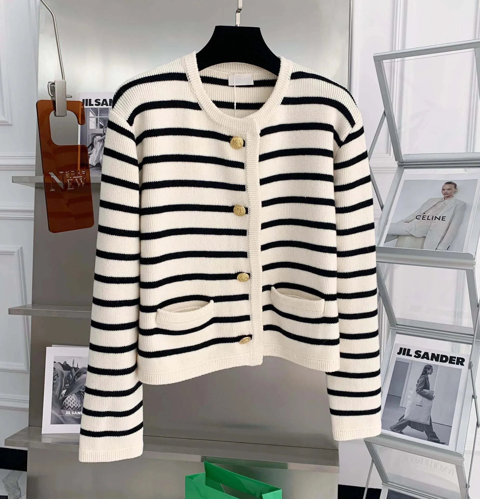 Elegant Ligne Sailor knit cardigan Blue Wolf Store WHITE One Size 
