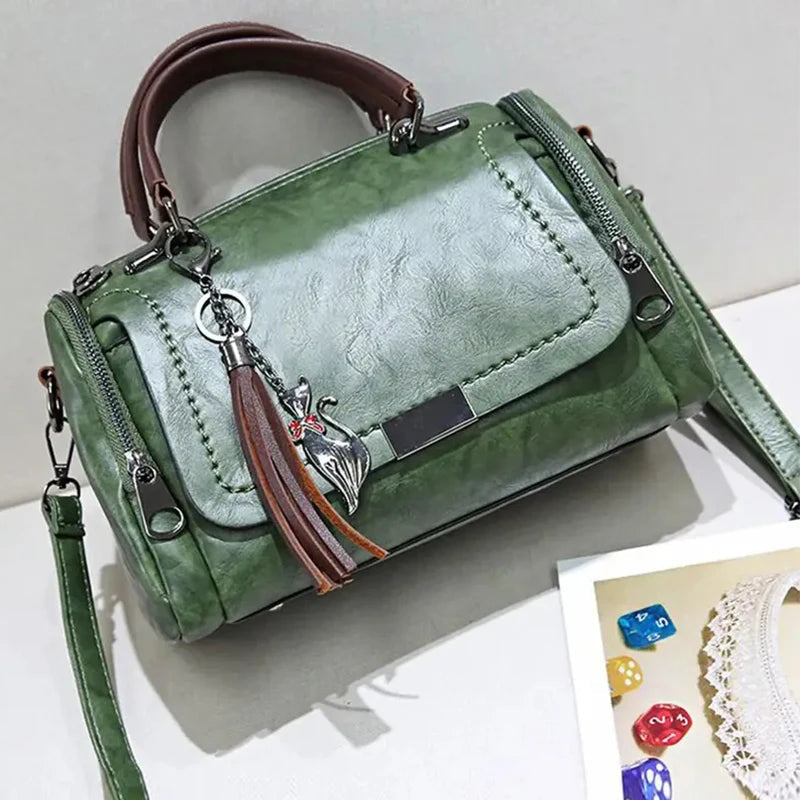 Elegant Women's Leather Shoulder Bag Alice Elegant Women's Leather Shoulder Bag Alice Blue Wolf Store Green 