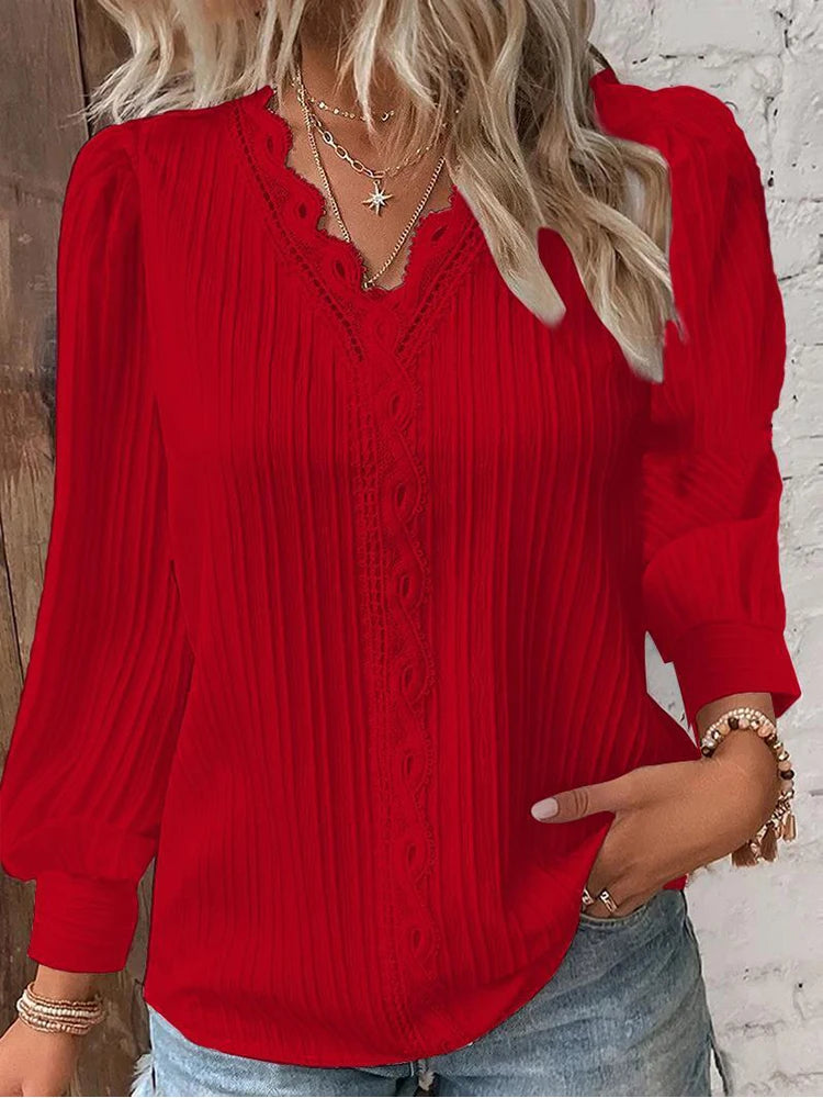 Blusa elegante con escote en V para mujer