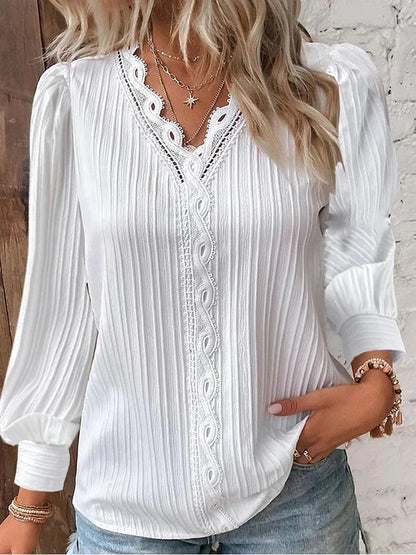 Blusa elegante con escote en V para mujer