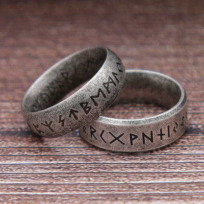 Fashion Retro Viking Rune Ring for Men Women 316L Stainless Steel Odin Letter Rings Couple Simple Amulet Jewelry Gifts Wholesale Blue Wolf Store 