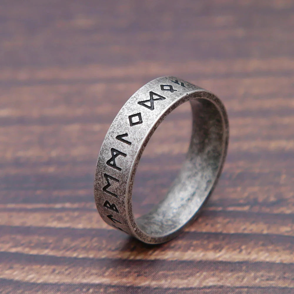 Blue Rune Ring Runethor – Retro Stainless Steel Ring – Blue Wolf Store