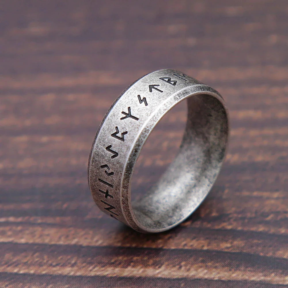 Blue Rune Ring Runethor – Retro Stainless Steel Ring – Blue Wolf Store