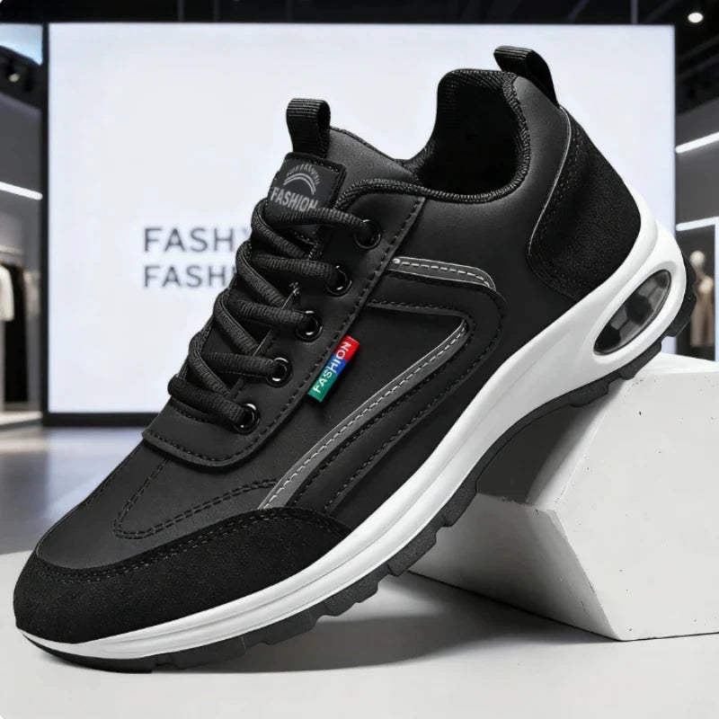 Fashion Sneakers for Men Non Slip Shoes Suede Detailing Outdoor Versatile Lace Up Platform Shoes Spring and Autumn Sports Shoes Blue Wolf Store Black 46 