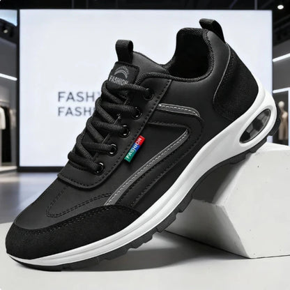 Fashion Sneakers for Men Non Slip Shoes Suede Detailing Outdoor Versatile Lace Up Platform Shoes Spring and Autumn Sports Shoes Blue Wolf Store Black 46 