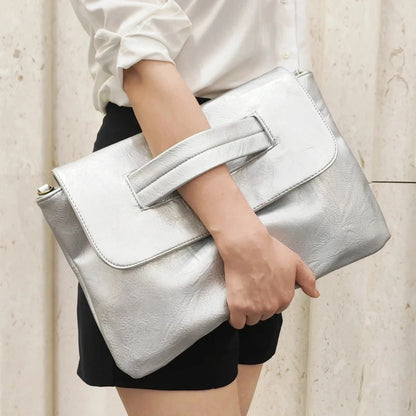 Fashion women envelope clutch bag High quality Crossbody Bags for ladies trend handbag messenger bag large Christmas lady Clutch Blue Wolf Store Silver 