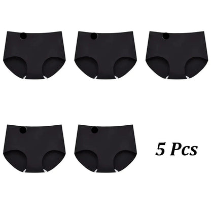 FINETOO 5PCS Seamless Mulberry Silk Underwear Ultral Thin Women's Panties Sexy High Elastic Invisible Briefs Soft Lingerie M-XL Blue Wolf Store Style 6 L(50-60KG) 5PCS