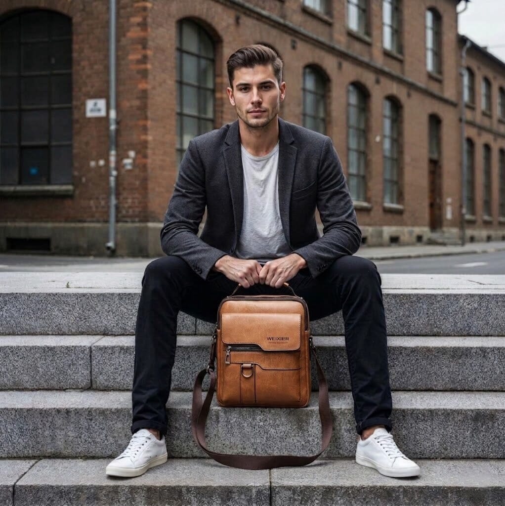 Forgeweix Men's Leather Crossbody Bag Forgeweix Men's Leather Crossbody Bag Blue Wolf Store 