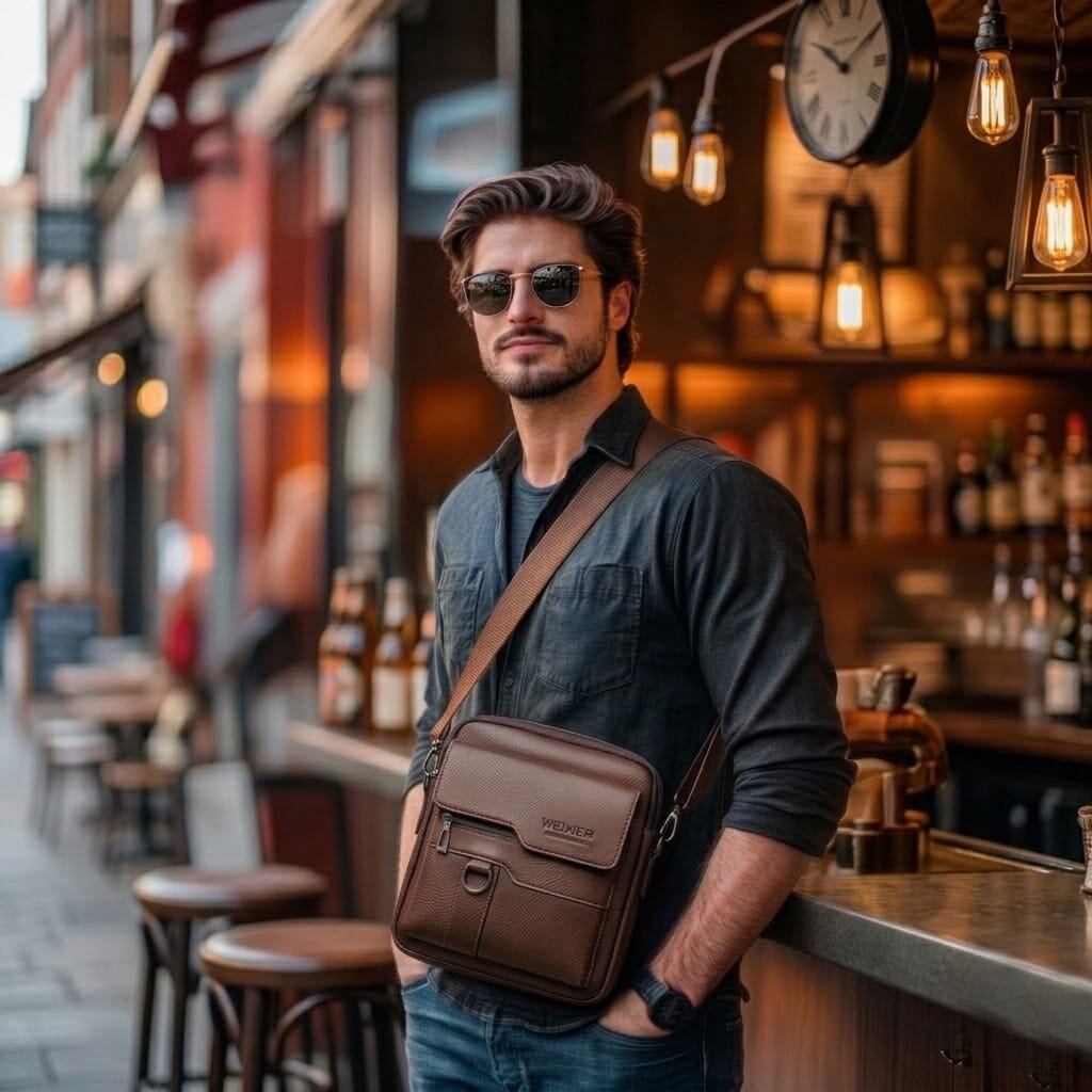 Forgeweix Men's Leather Crossbody Bag Forgeweix Men's Leather Crossbody Bag Blue Wolf Store 