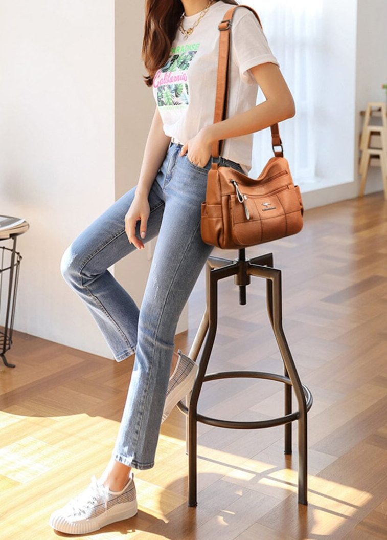 Genuine Brand Leather Sac Luxury Handbags Purse Women Bags Designer Shoulder Crossbody Messenger Bags Female 2021 Waterproof Bag Blue Wolf Store 