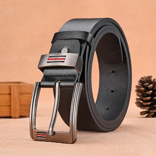 Genuine Leather For Men's High Quality Buckle Jeans Cowskin Casual Belts Business Cowboy Waistband Male Fashion Designer 2024New Blue Wolf Store black 120cm 
