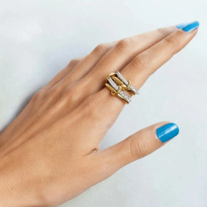Golden Aura – Hypoallergenic Women’s Ring with Zirconia Golden Aura – Hypoallergenic Women’s Ring with Zirconia Blue Wolf Store 