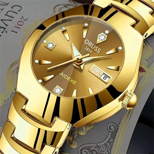 Gorgeous beautiful women's watch personality chic fashion all durable high-end atmosphere gentle trend double calendar durable c Blue Wolf Store 