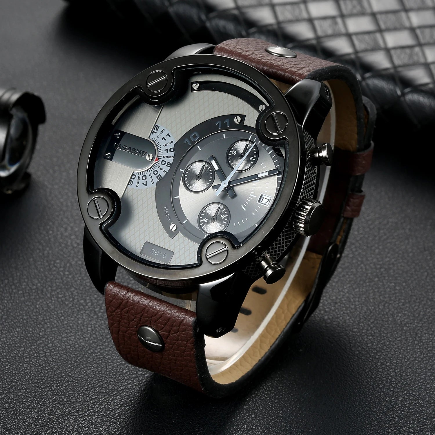 Heritage Leather Men's Watch Heritage Leather Men's Watch Blue Wolf Store Brown 
