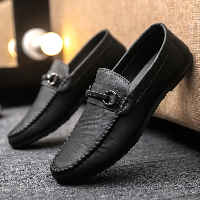 High Quality Leather Men Casual Shoes Comfortable Light Men Loafers Formal Men Dress Shoes Breathable Slip on Men Driving Shoes Blue Wolf Store 2 11 
