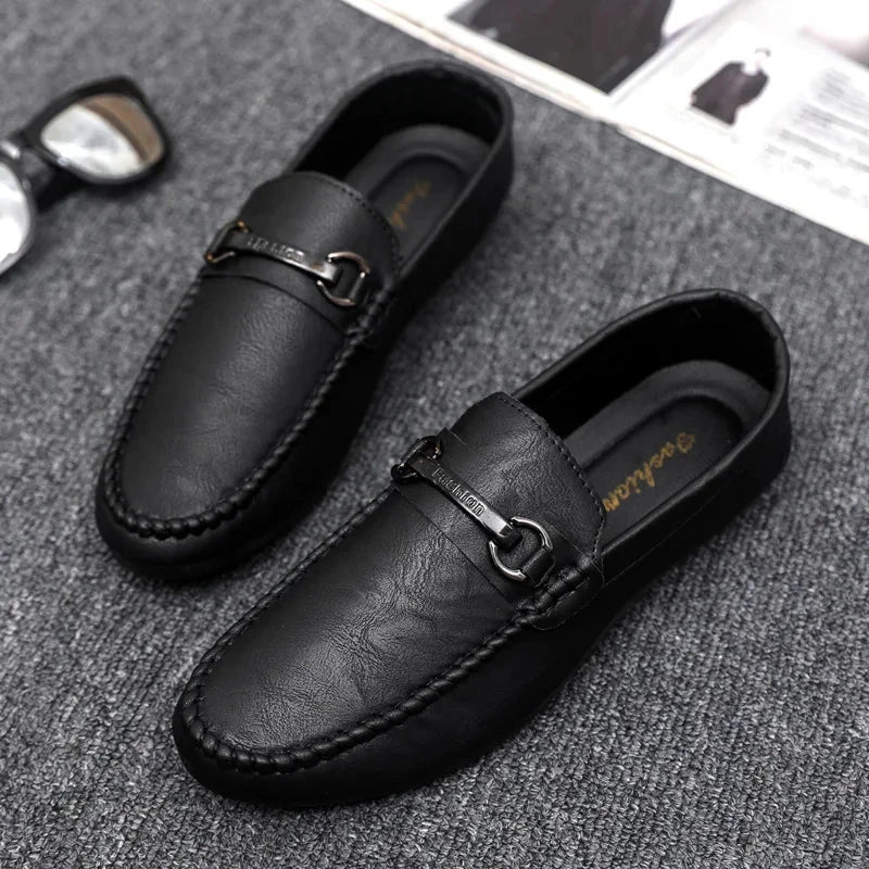 High Quality Leather Men Casual Shoes Comfortable Light Men Loafers Formal Men Dress Shoes Breathable Slip on Men Driving Shoes Blue Wolf Store 