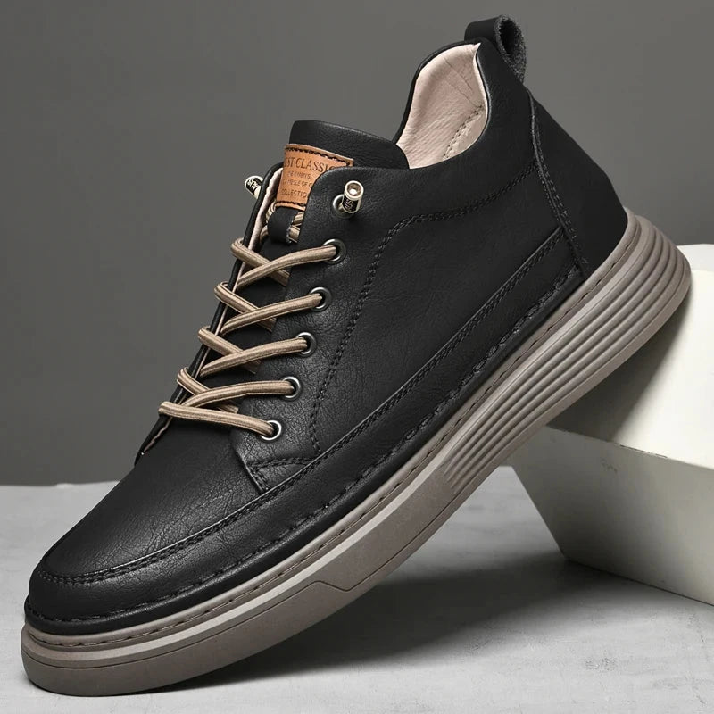Italian Brand Men's Genuine Leather Casual Shoes Fashionable Beige Men's Hiking Shoes Camping High Top Shoes Big Size：36-47 Blue Wolf Store 