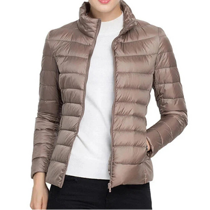 Johnature 2025 New Women Coat Autumn Winter White Duck Down Jacket Solid Colors Warm Slim Zipper Fashion Light Down Coat Blue Wolf Store 