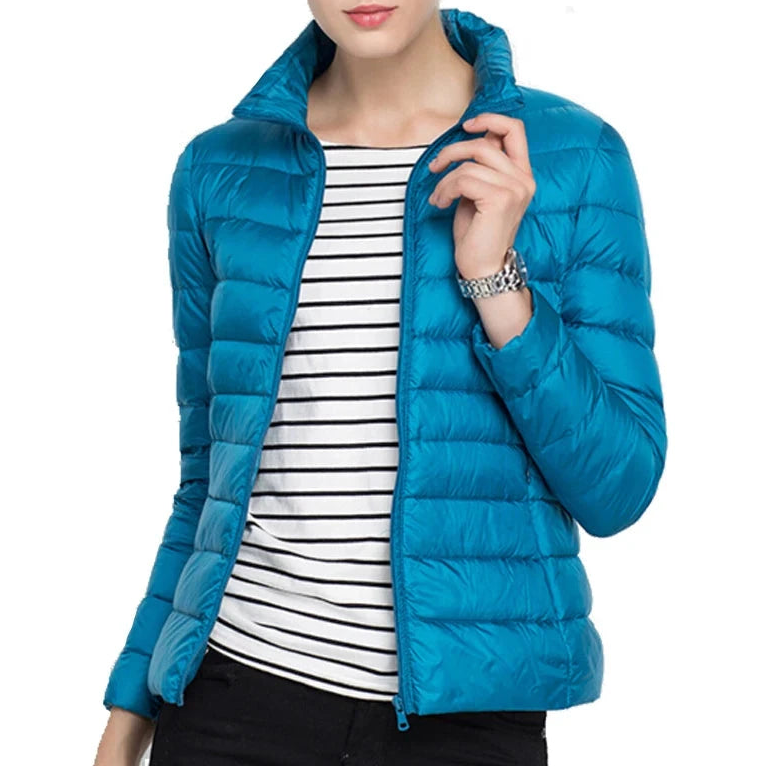 Johnature 2025 New Women Coat Autumn Winter White Duck Down Jacket Solid Colors Warm Slim Zipper Fashion Light Down Coat Blue Wolf Store 