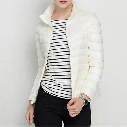 Johnature 2025 New Women Coat Autumn Winter White Duck Down Jacket Solid Colors Warm Slim Zipper Fashion Light Down Coat Blue Wolf Store 