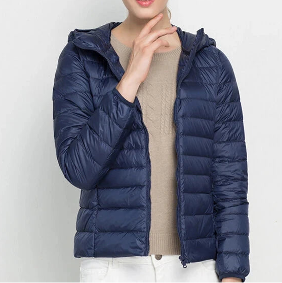 Johnature 2025 New Women Coat Autumn Winter White Duck Down Jacket Solid Colors Warm Slim Zipper Fashion Light Down Coat Blue Wolf Store 