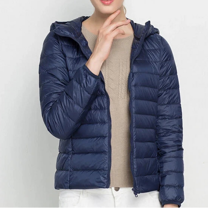 Johnature 2025 New Women Coat Autumn Winter White Duck Down Jacket Solid Colors Warm Slim Zipper Fashion Light Down Coat Blue Wolf Store 