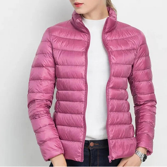 Johnature 2025 New Women Coat Autumn Winter White Duck Down Jacket Solid Colors Warm Slim Zipper Fashion Light Down Coat Blue Wolf Store Pink Stand M 