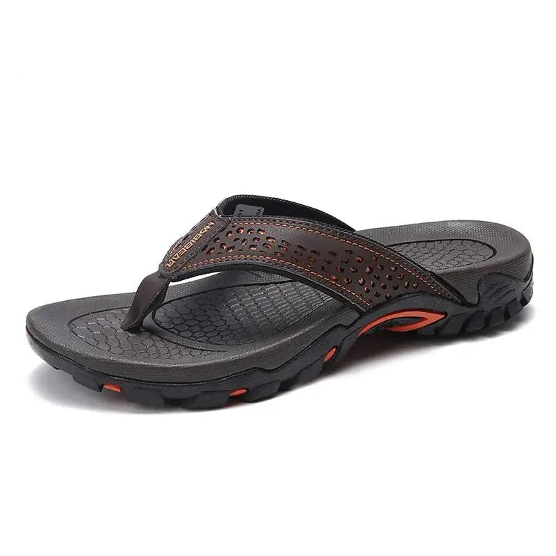 Jumpmore Summer Flip Flops Men Shoes Outdoor Fashion PU Leather Flat Shoes Beach Holiday Shoes Size 40-50 Blue Wolf Store 