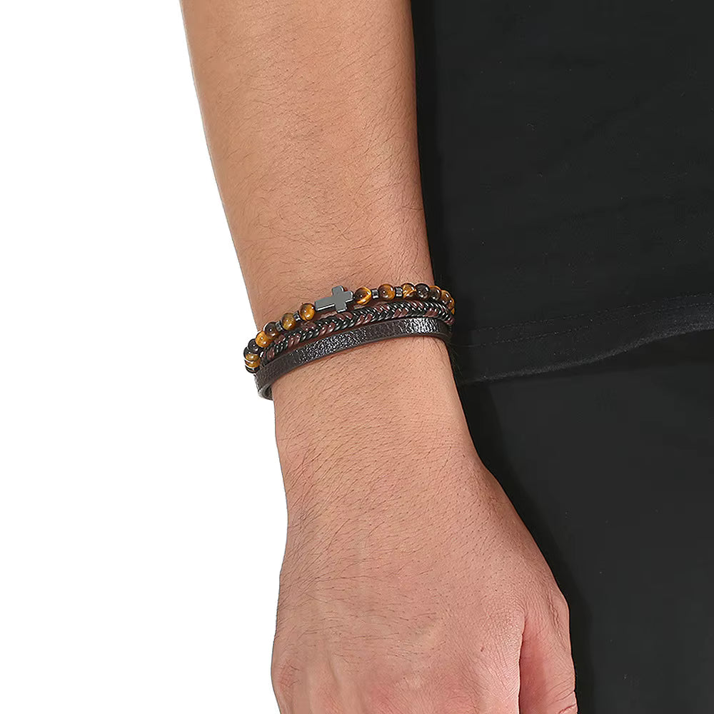Klaiven – Aesthetic Leather Bracelet Blue Wolf Store 