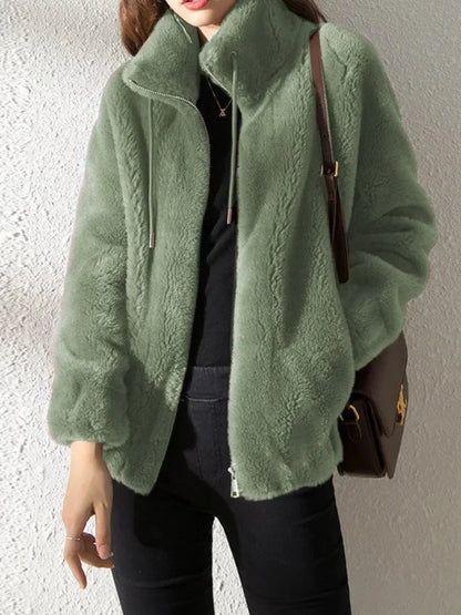 Korean Women Long Sleeve Jackets New Autumn Winter Jackets for Women Plush Thickened Double Sided Cashmere Lapel Warm Coat blusa Blue Wolf Store green S 